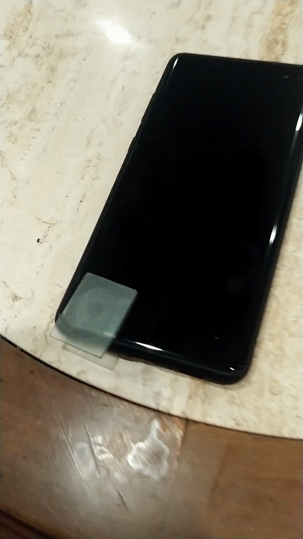 Video uploaded by user named darkshark showing Galaxy S10 being unlocked using 3D printed fingerprint. Video via darkshark on Imgur